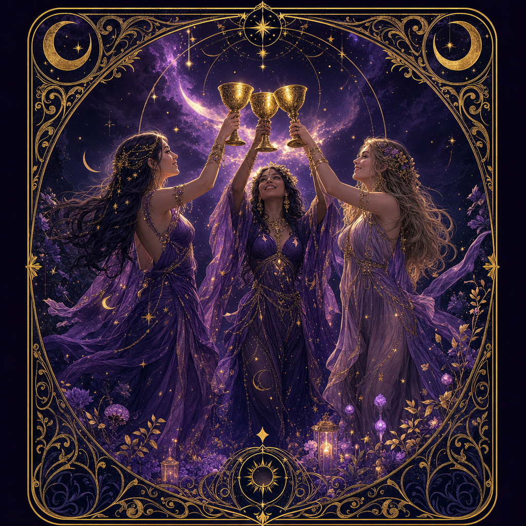 Three of Cups — Upright